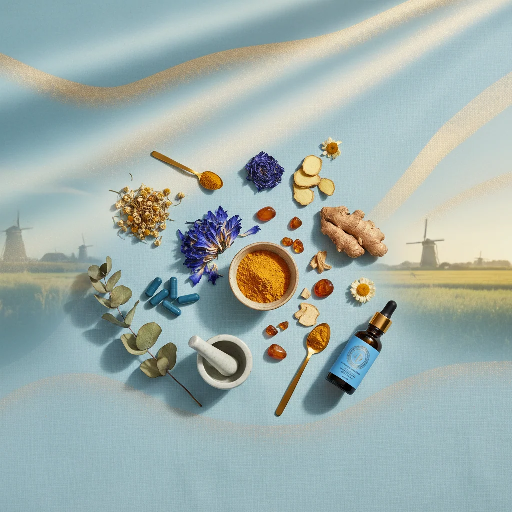 Zachte blauwe en gouden gradientachtergrond voor de checklist-sectie